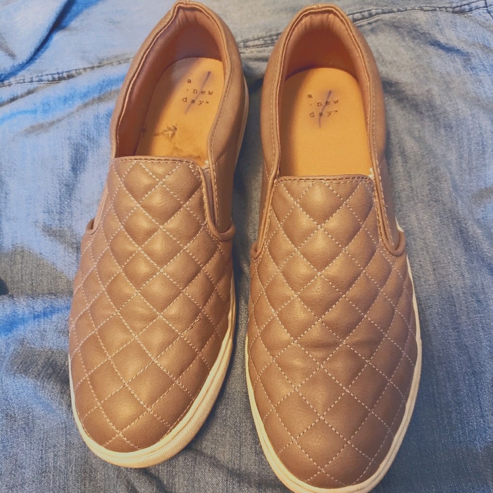 Tan slip on shoes